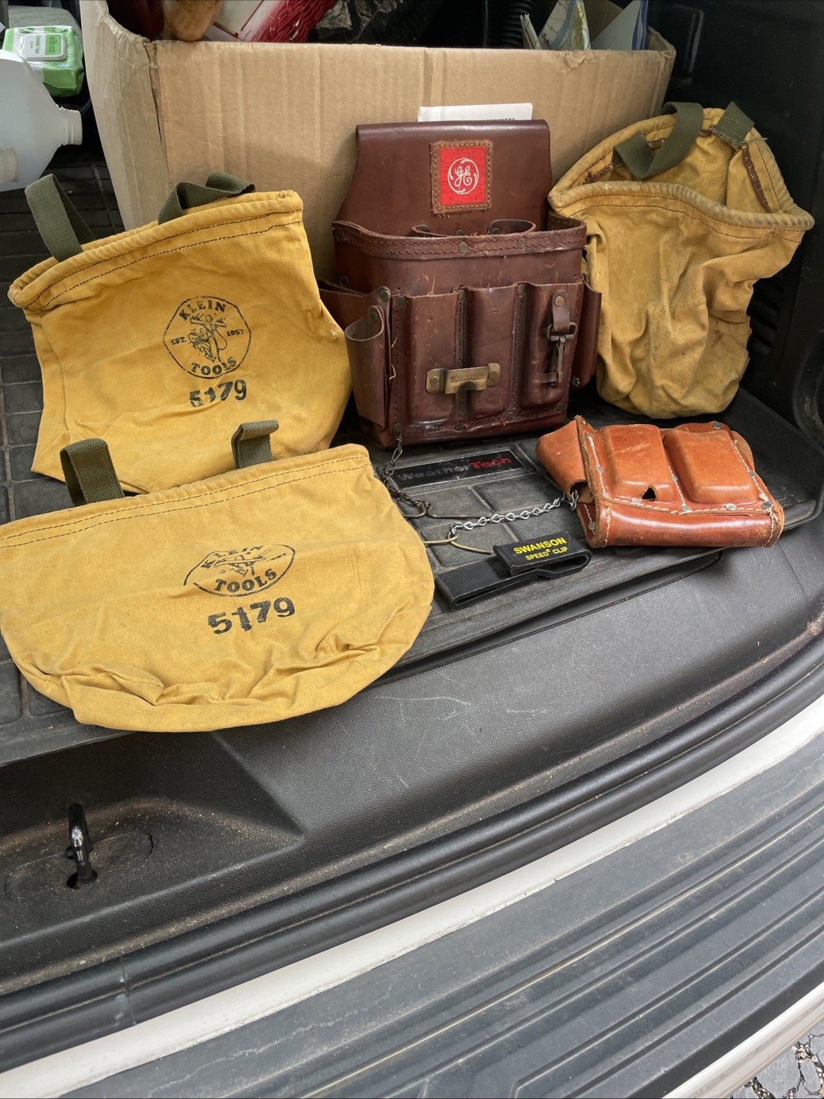 Vintage 6 LOT General Electric GE Leather Electrician Tool Pouch , Klein Bags