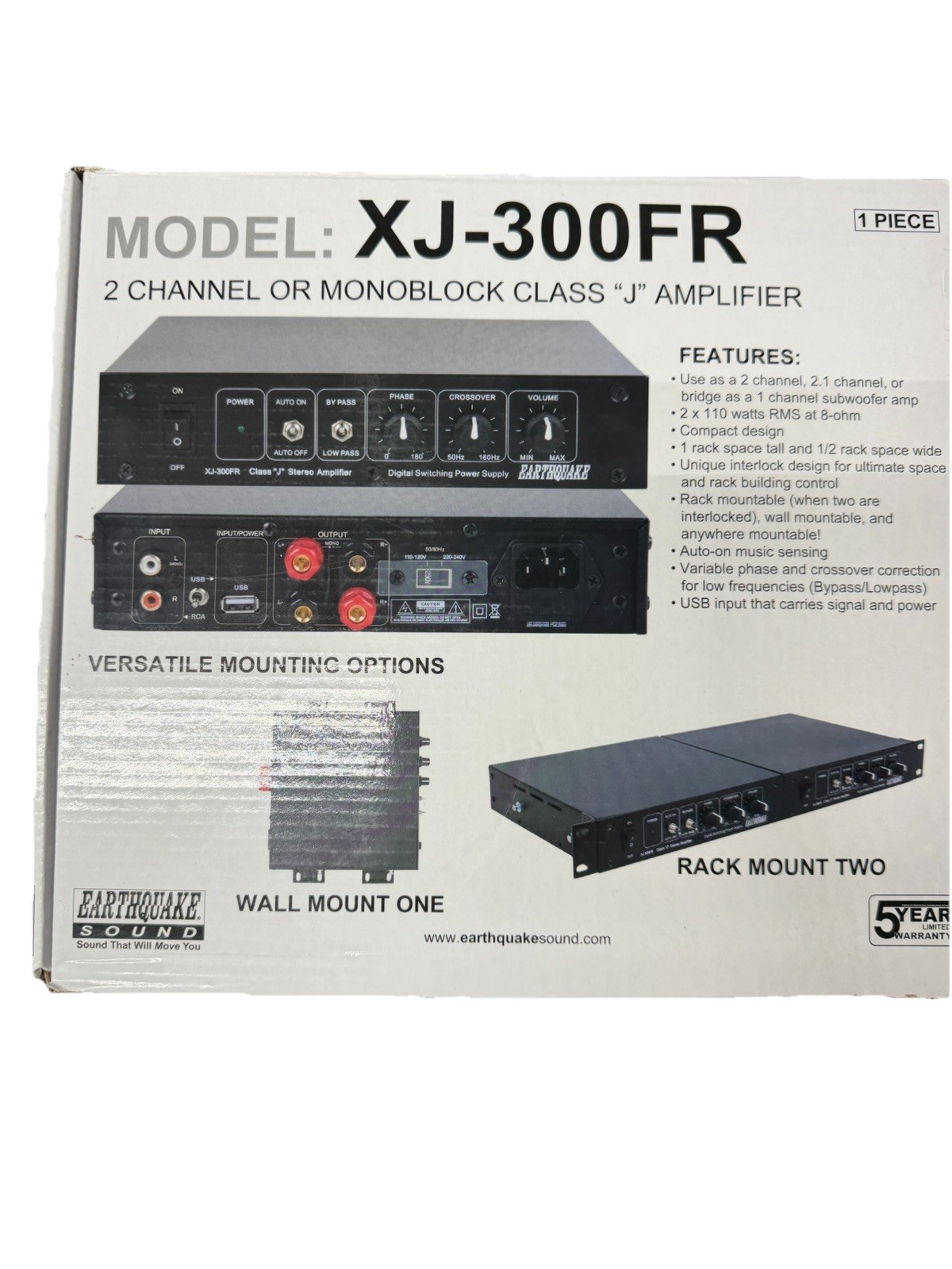 Earthquake XJ-300FR Class J Stereo Amplifier CHANNEL OR MONOBLOCK CLASS Earthquake XJ-300FR Class J Stereo Amplifier CHANNEL OR MONOBLOCK CLASS