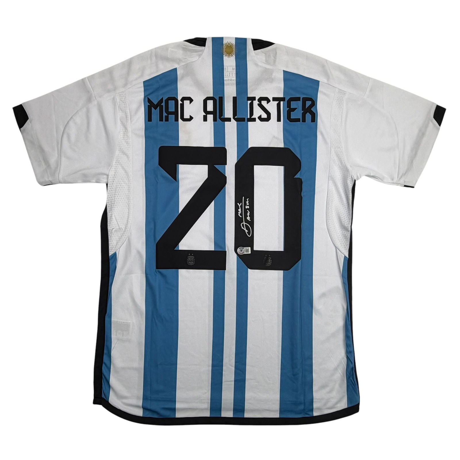 Autographed/Signed Alexis Mac Allister Argentina Jersey Beckett BAS COA Autographed/Signed Alexis Mac Allister Argentina Jersey Beckett BAS COA