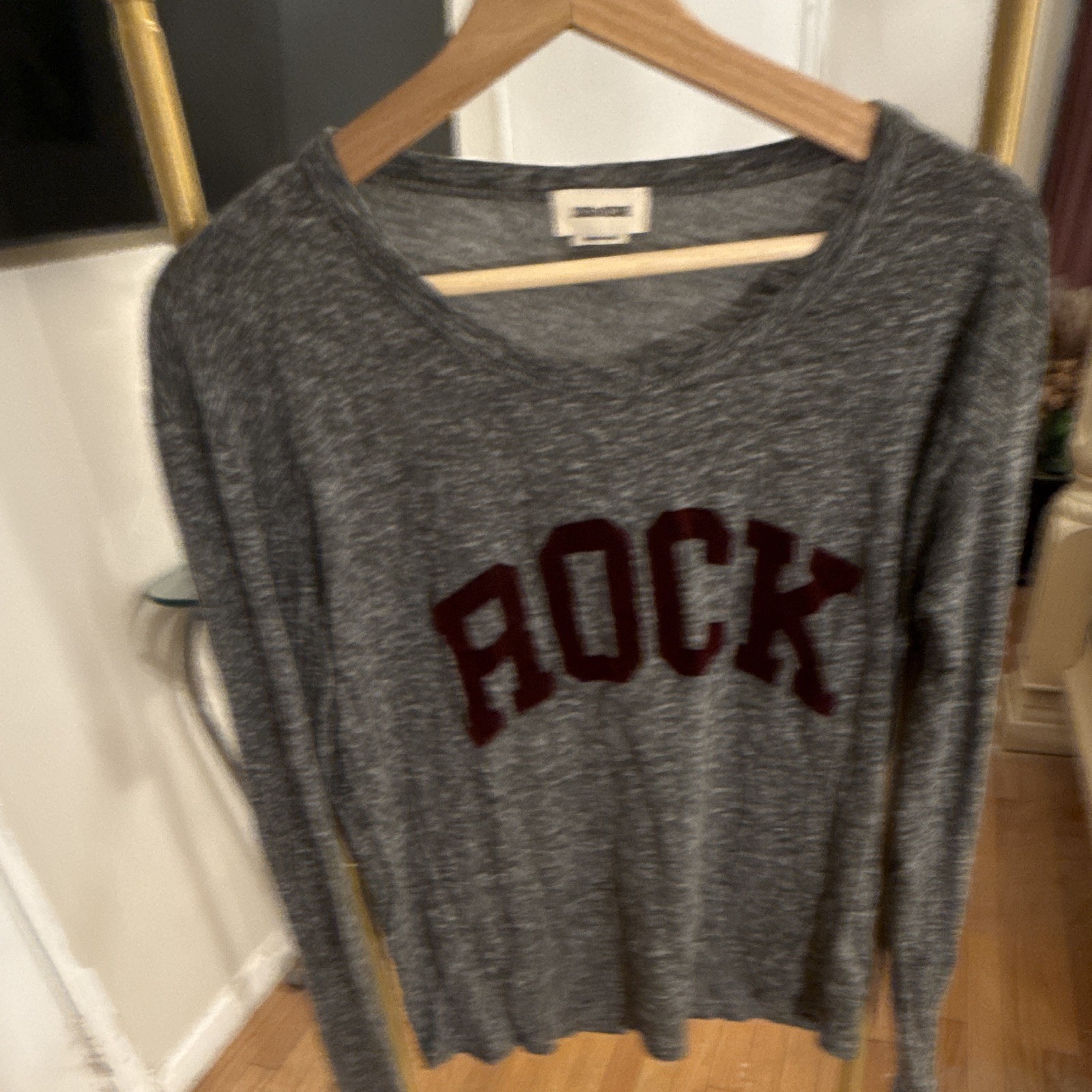 Zadig & Voltaire Women’s M Gray Lightweight Knit Rock Logo Pullover Sweater