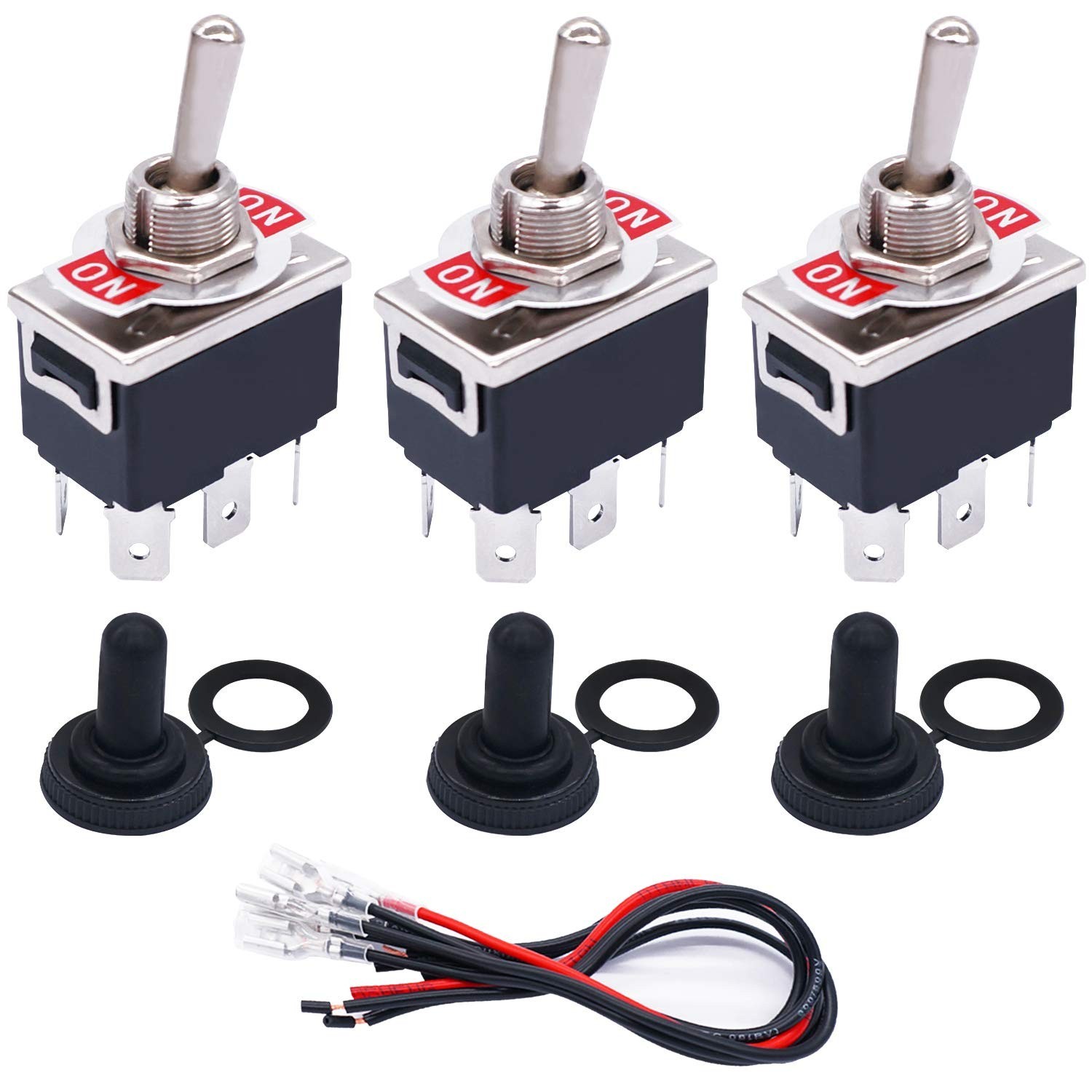 3 Pcs Toggle Rocker Switches ON/ON 6 Pin 2 Position Latching DPDT Heavy Duty 16A 3 Pcs Toggle Rocker Switches ON/ON 6 Pin 2 Position Latching DPDT Heavy Duty 16A