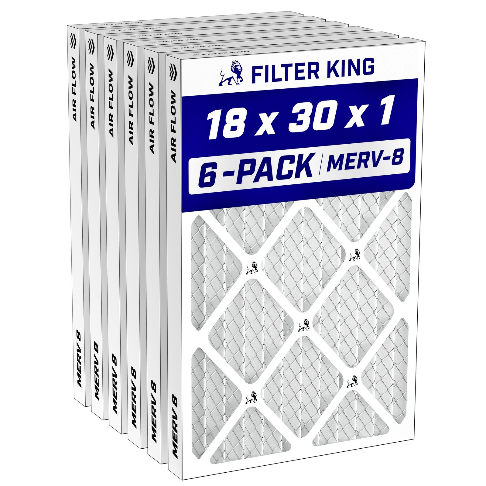 Filter King 18x30x1 Air Filter MERV 8, AC Furnace Filters (6-Pack) Filter King 18x30x1 Air Filter MERV 8, AC Furnace Filters (6-Pack)