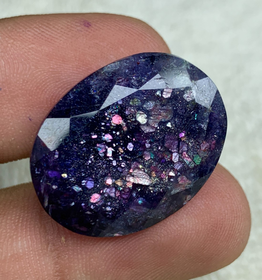 Natural Bloodshot Iolite Sunstone Oval Faceted Loose Gemstone 27 Carats