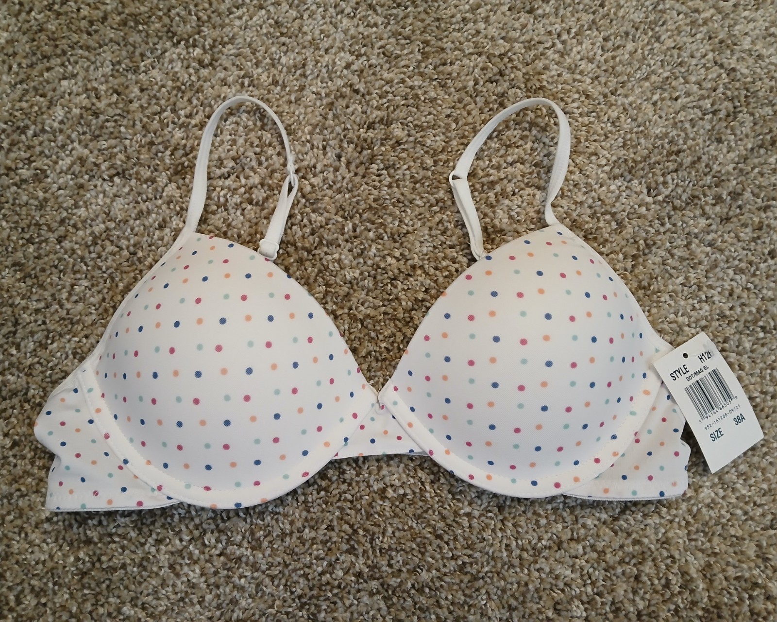 Hanes Bra 38A White T-Shirt Bra Polka Dots New H126