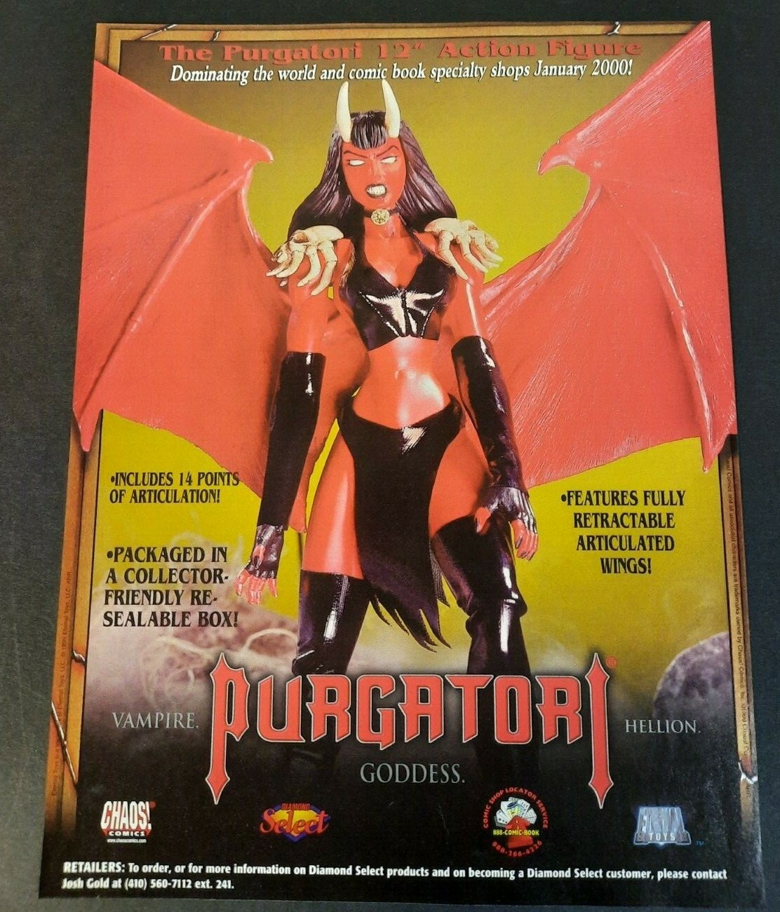 PURGATORI Vampire Goddess Action Figure ~ Vintage Magazine PRINT AD 1999 RARE