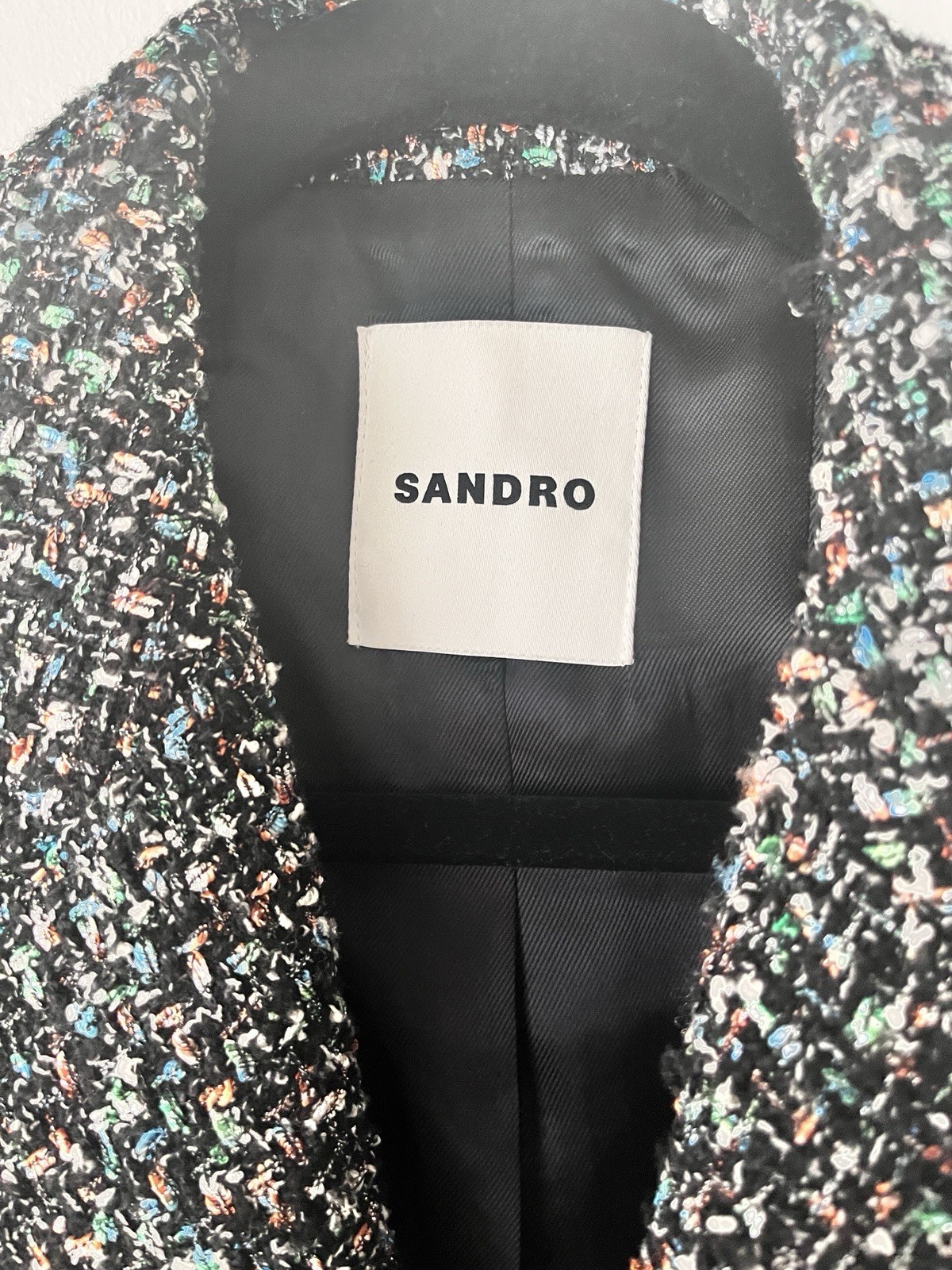 NWT Sandro  Tweed Blazer/ Double-Breasted Lined Short Jacket Sz M