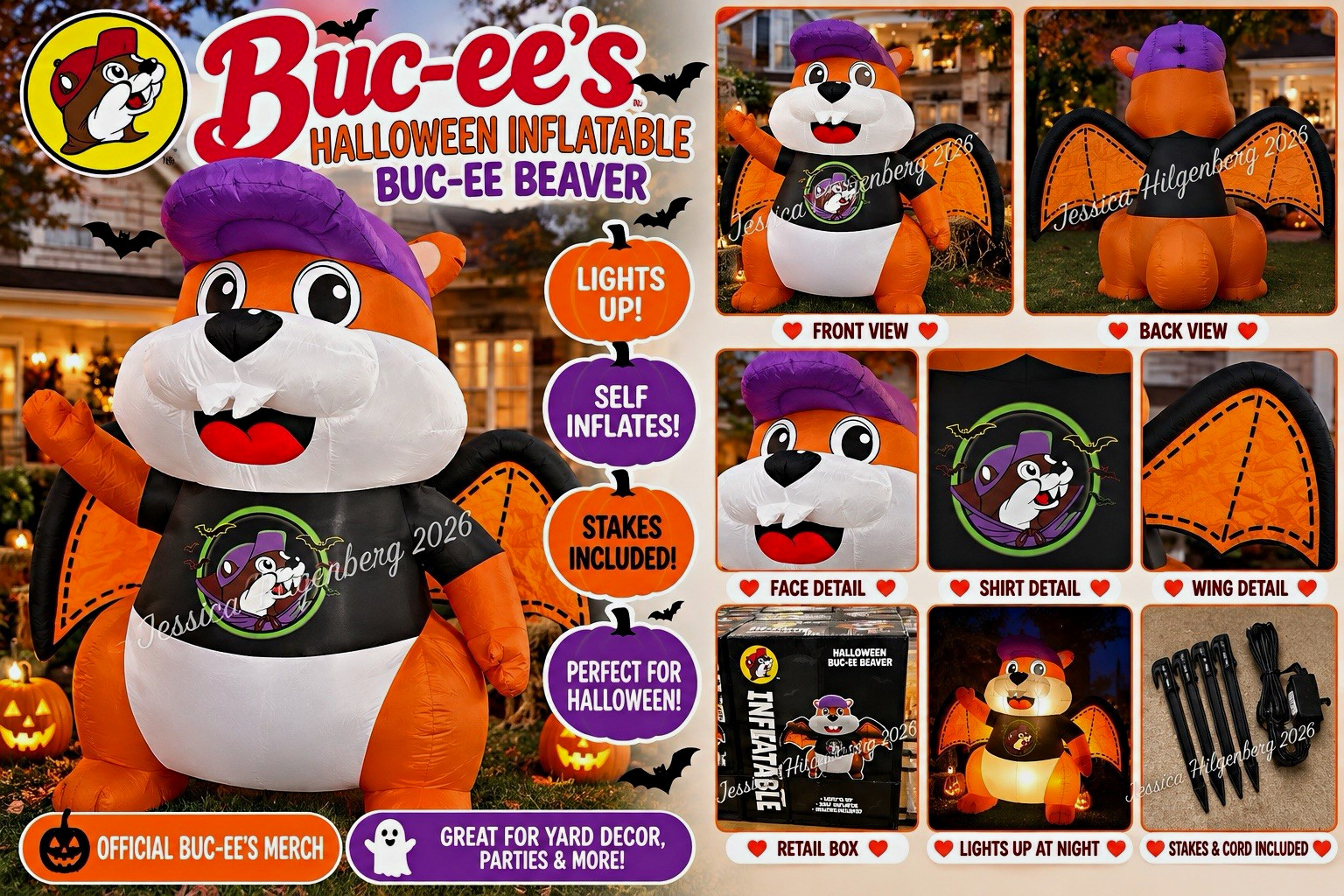 Buc-ee\'s 🦫 Beaver Halloween Inflatable 🦇 Lights Up 🌟 Buc-ee\'s 🦫 Beaver Halloween Inflatable 🦇 Lights Up 🌟