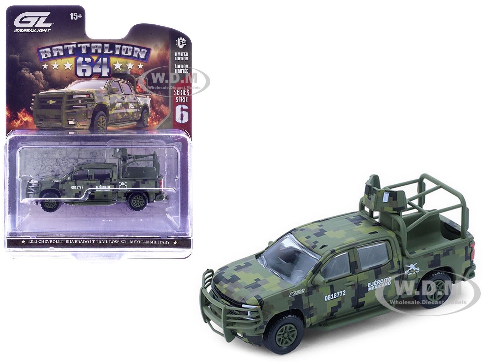 2021 CHEVROLET SILVERADO LT TRAIL BOSS MEXICAN MILITARY 1/64 GREENLIGHT 61060 F 2021 CHEVROLET SILVERADO LT TRAIL BOSS MEXICAN MILITARY 1/64 GREENLIGHT 61060 F