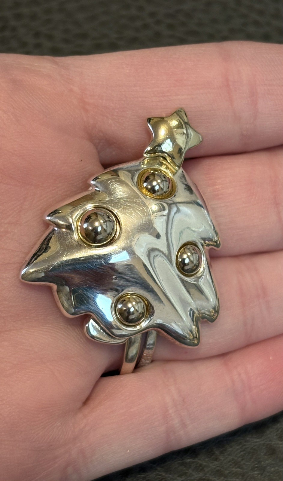 Givenchy Signed Vintage Pin Brooch Silver Gold Christmas Tree Star 80’s Runway Givenchy Signed Vintage Pin Brooch Silver Gold Christmas Tree Star 80’s Runway