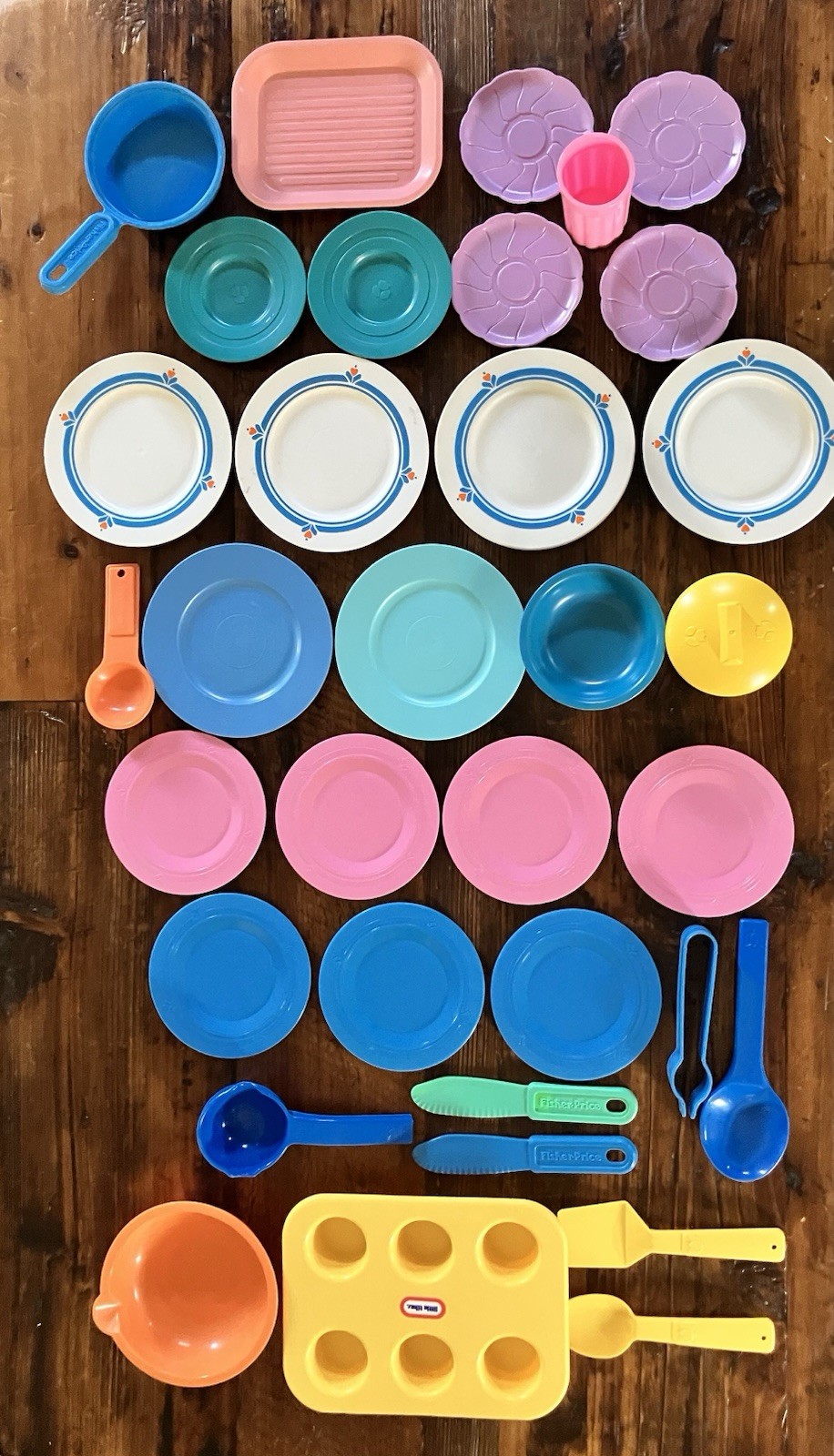 Vintage 1980s/1990s Lot Of Fisher-Price & Little Tikes Play Tableware; 33 Pieces Vintage 1980s/1990s Lot Of Fisher-Price & Little Tikes Play Tableware; 33 Pieces