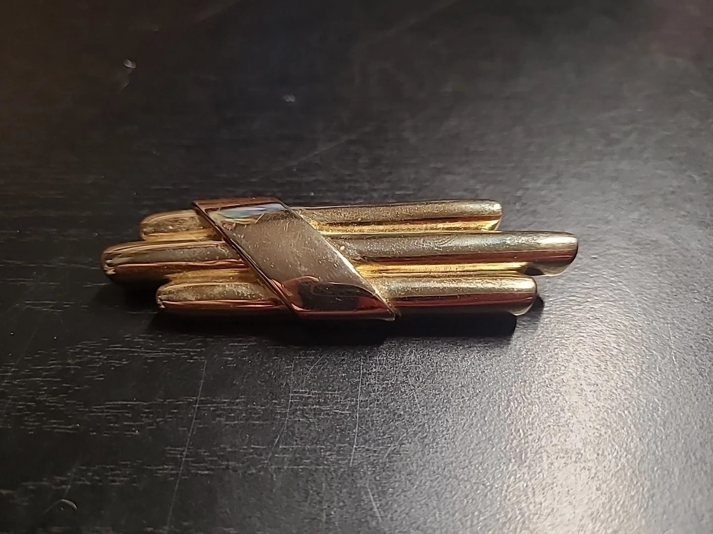 Vintage Signed Les Bernard Gold Tone Modern Statement Brooch Pin Estate Find