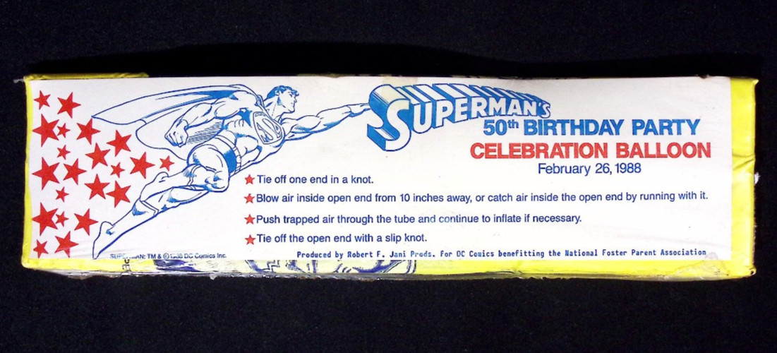 Superman 50th Birthday Balloon 1988 DC Comics New Sealed Collectible Mint