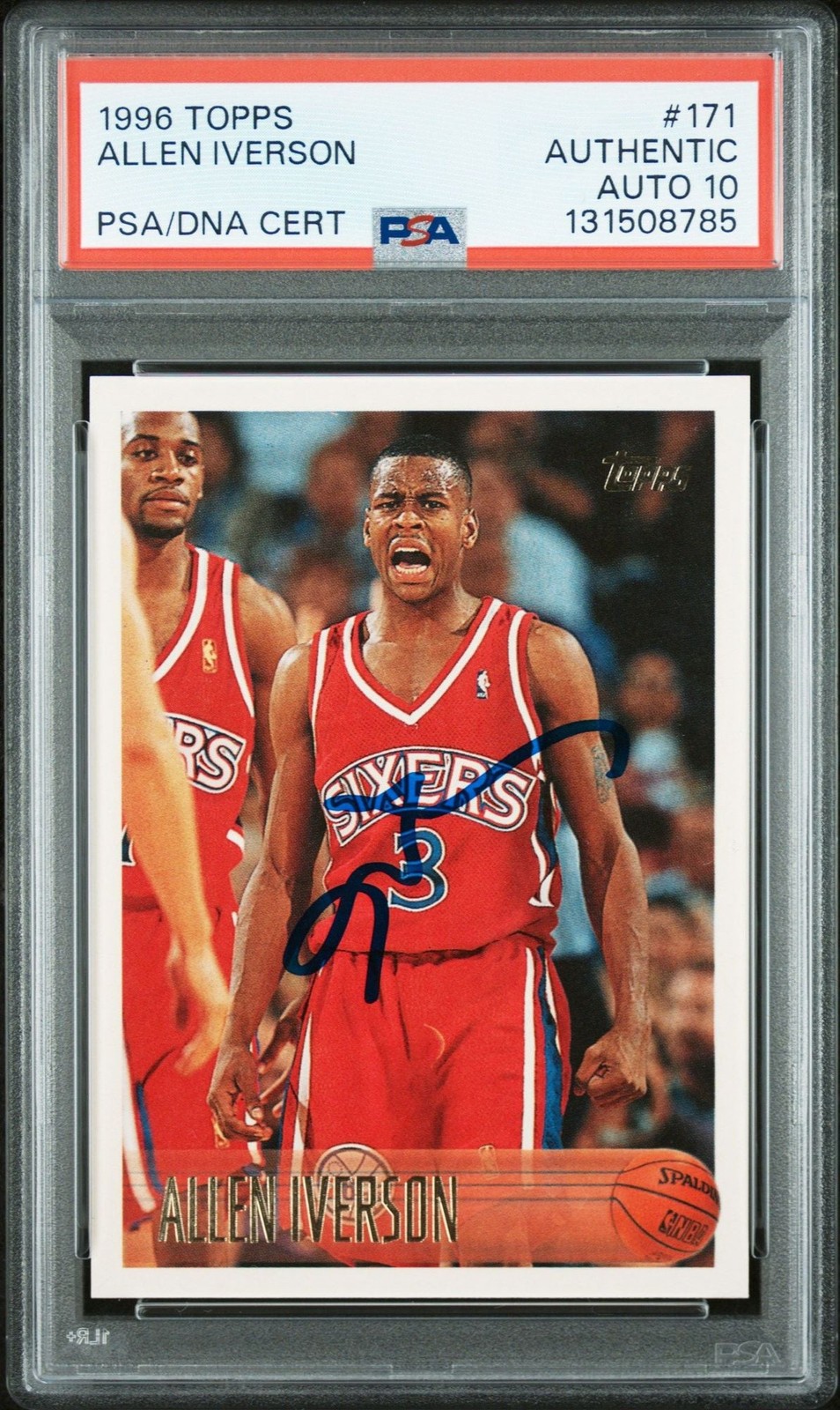 Graded 1996 Topps Allen Iverson #171 Rookie Card PSA 10 Auto Grade Graded 1996 Topps Allen Iverson #171 Rookie Card PSA 10 Auto Grade