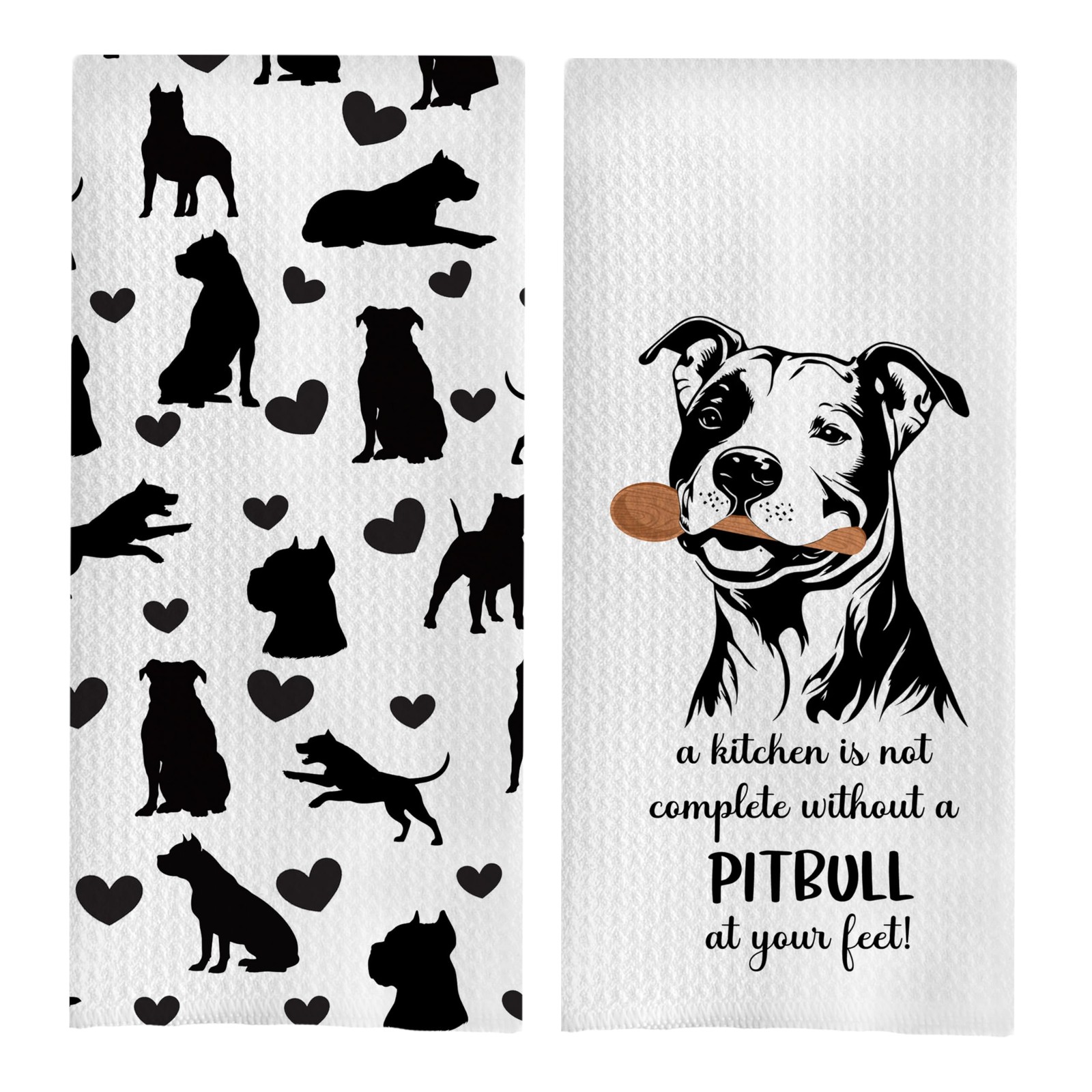 Pitbull Gifts Kinchen Towels Set - Funny Decorative Waffle Dish Towels, Hand ...