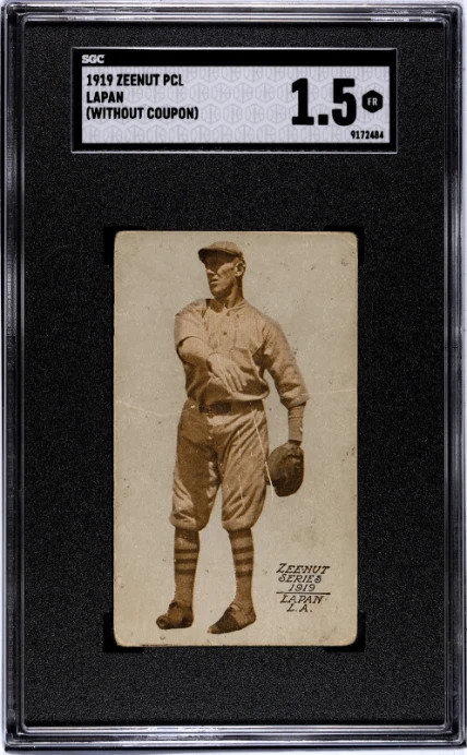 1919 ZEE-NUT PETE LAPAN FAIR ZEENUT SET BREAK SGC 1.5 LOS ANGELES ANGELS