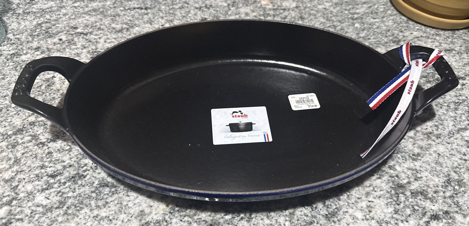 Staub Ceramic Oval Baking Roasting Dish 12.5” Long Dark Blue Extra Large Staub Ceramic Oval Baking Roasting Dish 12.5” Long Dark Blue Extra Large