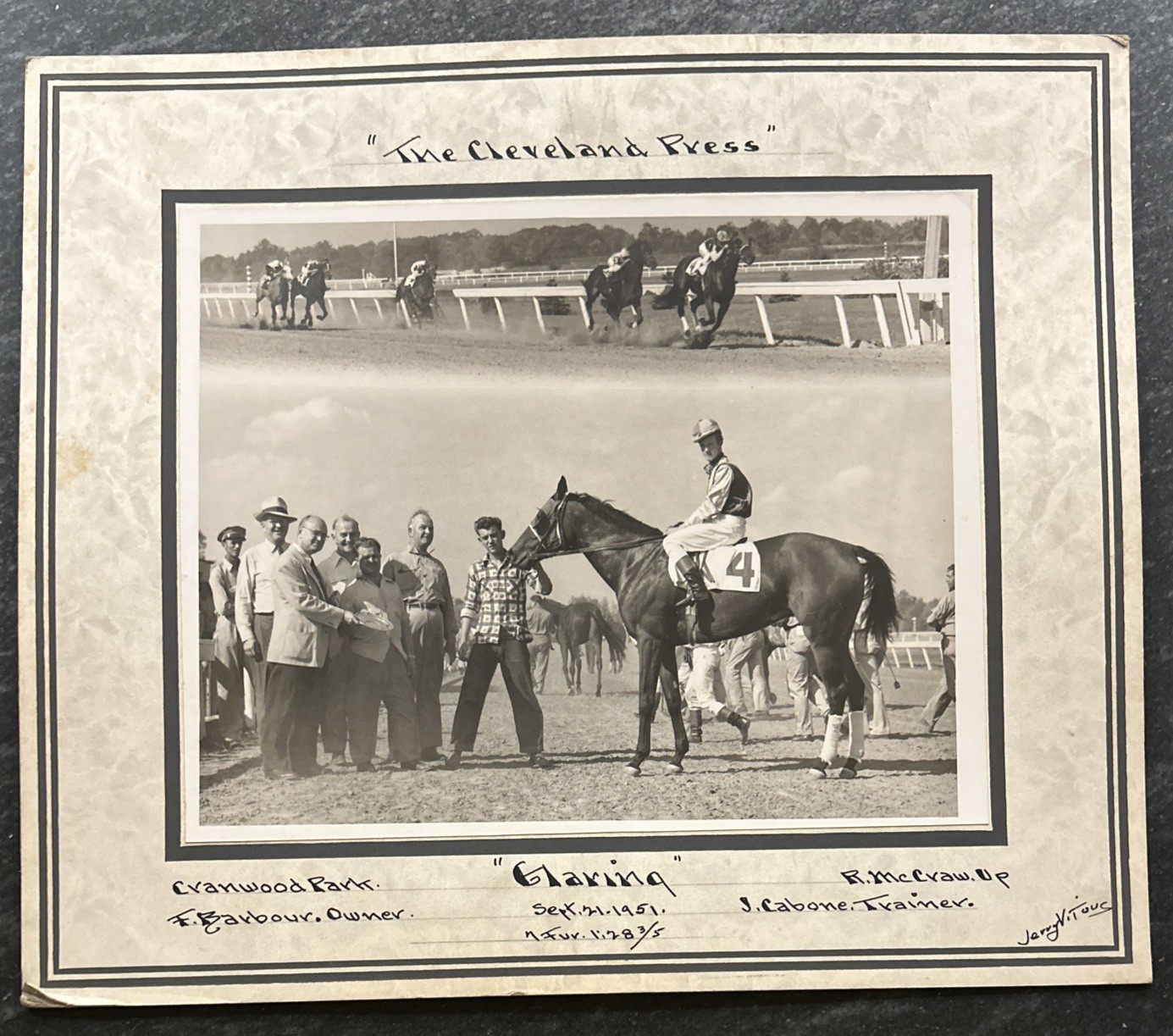 1951 Horse Racing WINNERS CIRCLE photo Cranwood Park Cleveland R McCraw Barbour
