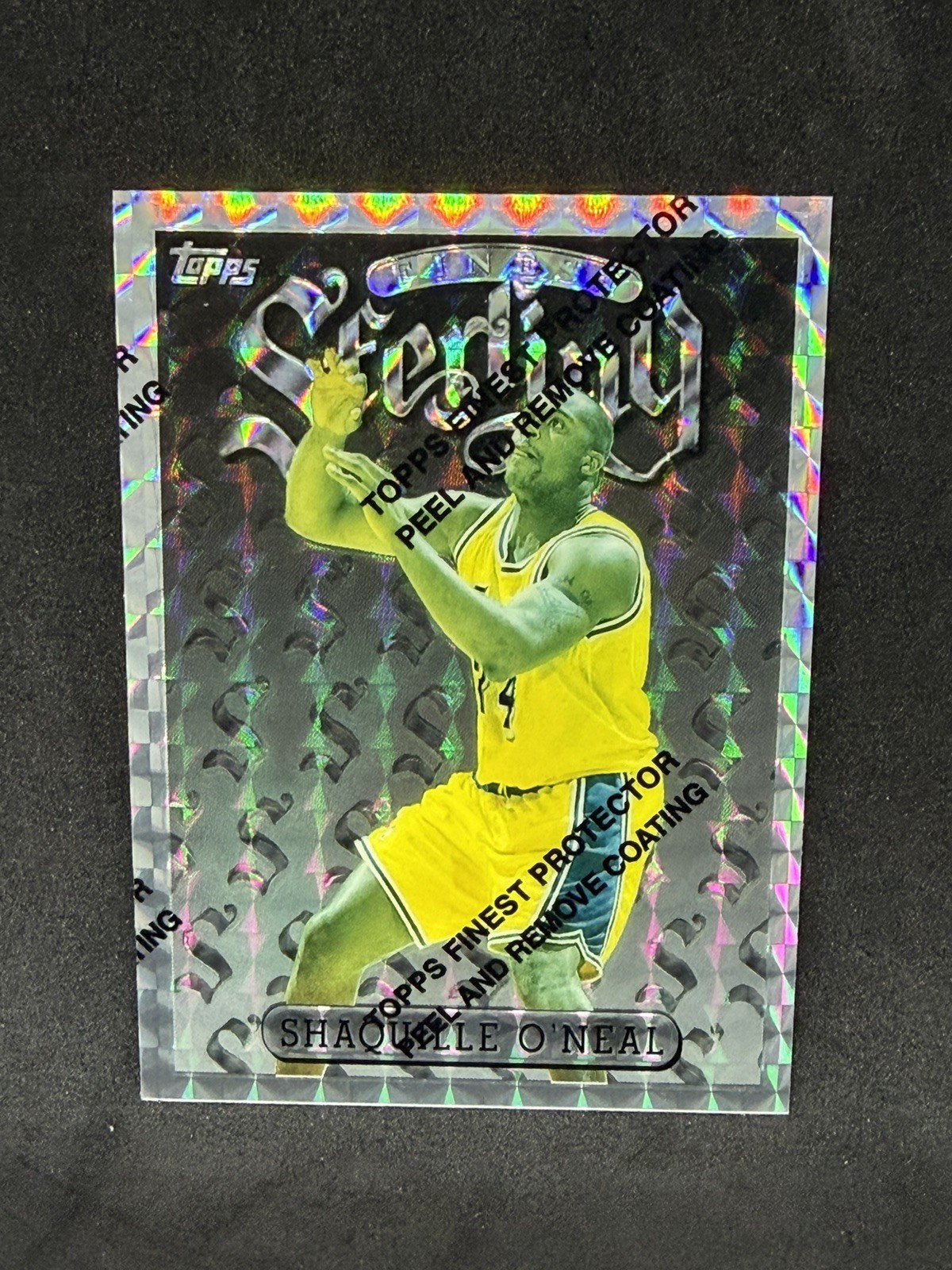 1996-97 Topps Finest #289 Shaquille O\'Neal Silver Refractor W/ Peel Sterling 1996-97 Topps Finest #289 Shaquille O\'Neal Silver Refractor W/ Peel Sterling
