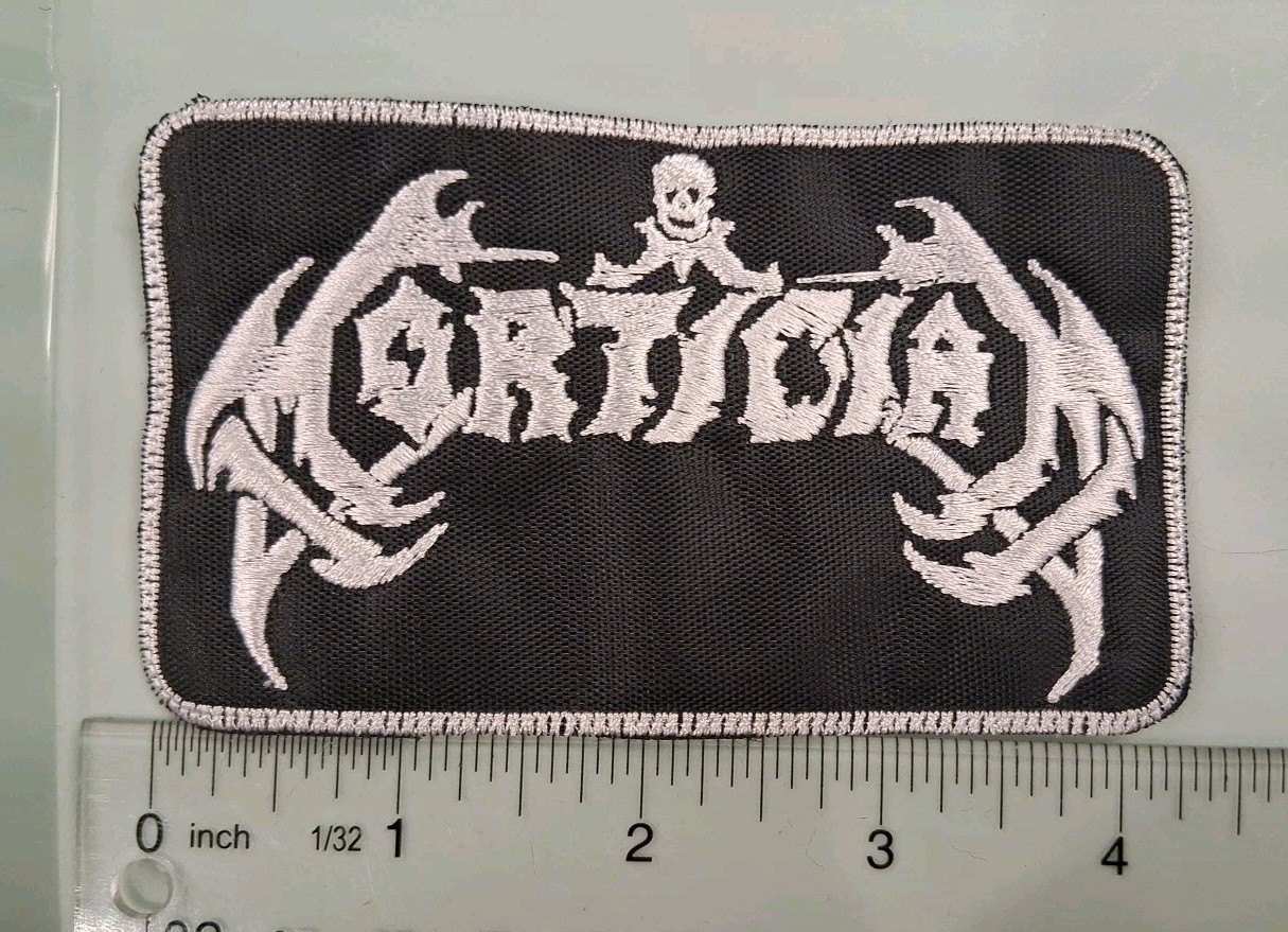 Mortician Band Logo White Border Patch Embroidered Sew On