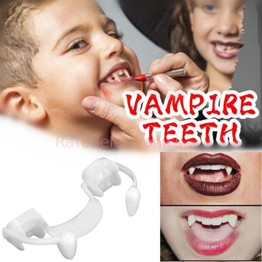 Retractable Vampire Teeth Halloween Cosplay Horror Costume Zombie Teeth Fang US