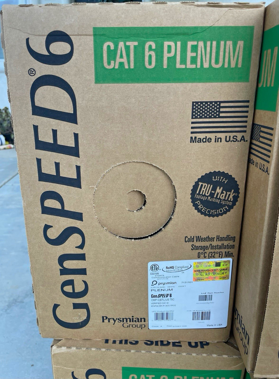 GenSPEED Cat 6 Plenum Ethernet Cable 1000 ft White 7131101, USA, CMP GenSPEED Cat 6 Plenum Ethernet Cable 1000 ft White 7131101, USA, CMP