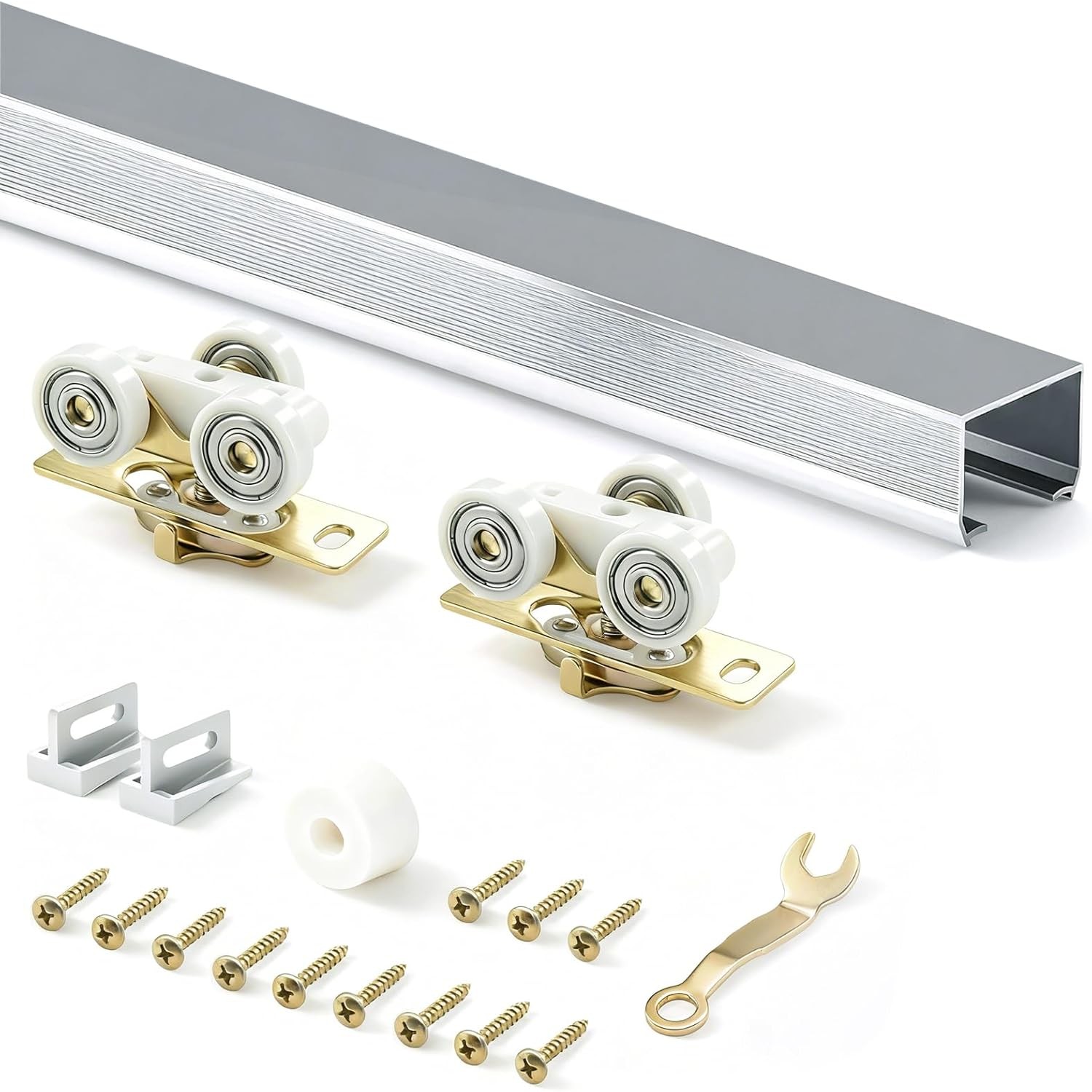 4FT Commercial Grade Sliding Pocket Door Hardware and Track Kit, Aluminum Box...