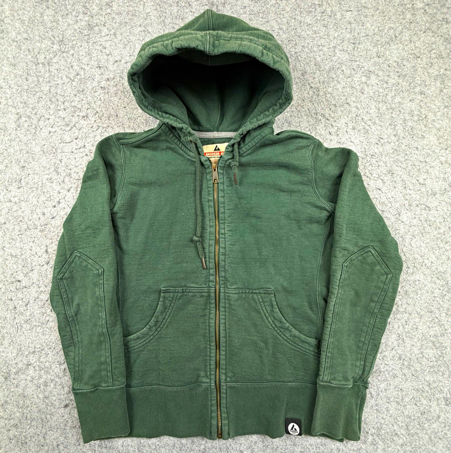 American Giant Women\'s Green Full Zip Hooded Hoodie w/ Pockets M Cotton Fleece American Giant Women\'s Green Full Zip Hooded Hoodie w/ Pockets M Cotton Fleece