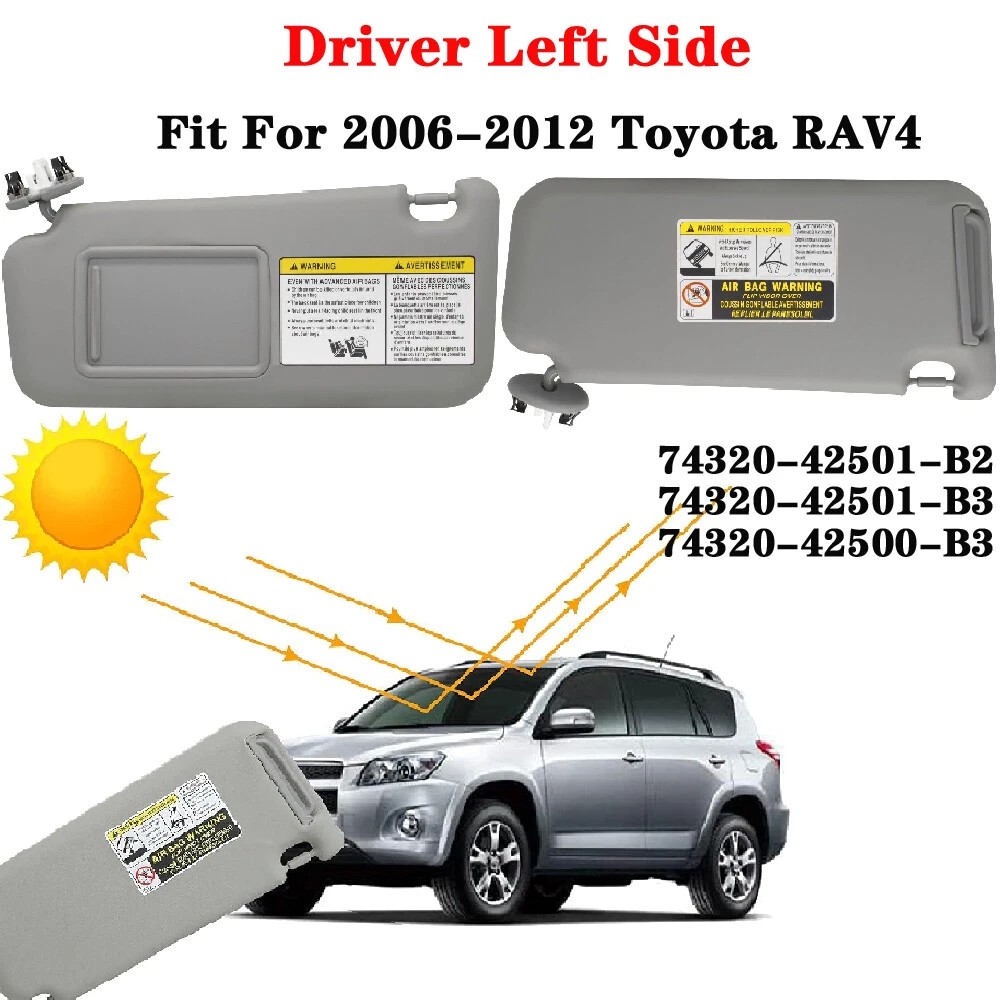 Gray Left Driver Side Sun Visor Fit For 2006-2012 Toyota RAV4 74320-42501-B2 Gray Left Driver Side Sun Visor Fit For 2006-2012 Toyota RAV4 74320-42501-B2