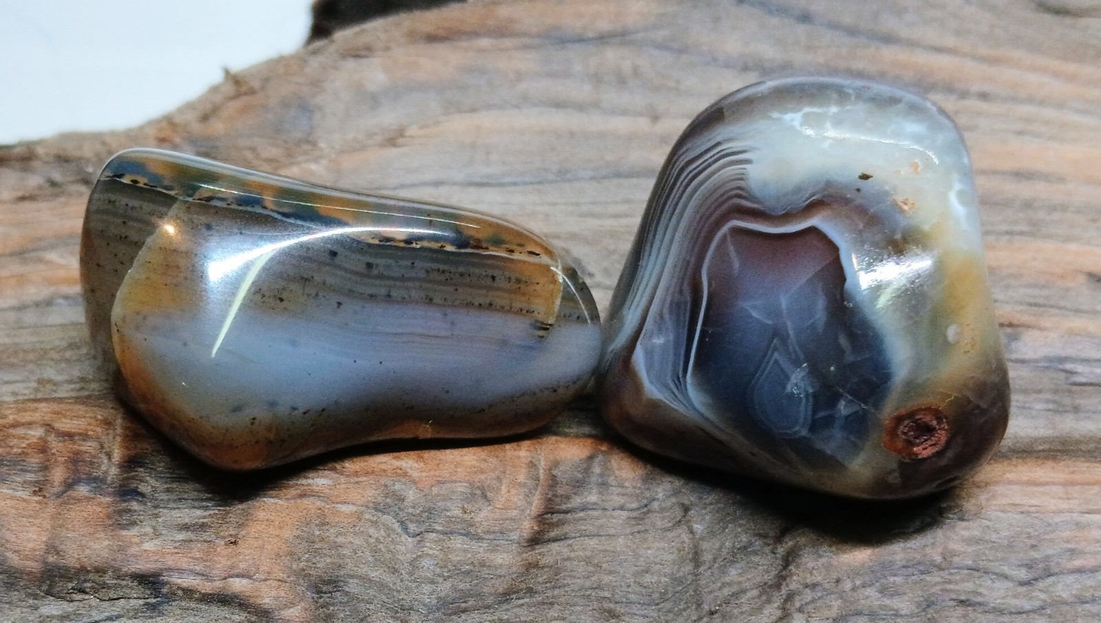 Montana & Botswana Agate Pair- Polished-Dendrites & Deep Purple ( 1.40oz Total) Montana & Botswana Agate Pair- Polished-Dendrites & Deep Purple ( 1.40oz Total)