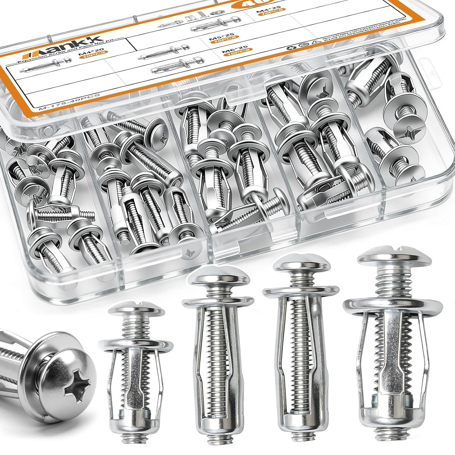 40PCS Expansion Screw Petal Nut Kit M4 M5 M6 Hollow Wall Anchor Fastener 40PCS Expansion Screw Petal Nut Kit M4 M5 M6 Hollow Wall Anchor Fastener