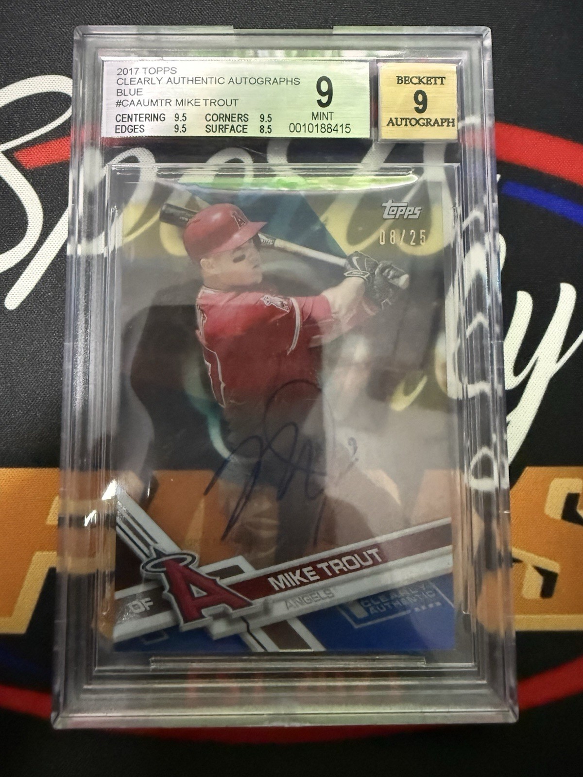 2017 Topps Clearly Authentic Mike Trout Blue Auto /25 BGS 9 Angels CAAU-MTR