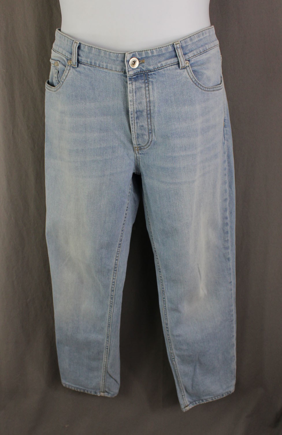Brunello Cucinelli Men\'s Blue Light Wash Traditional Fit Jeans 52 US 36