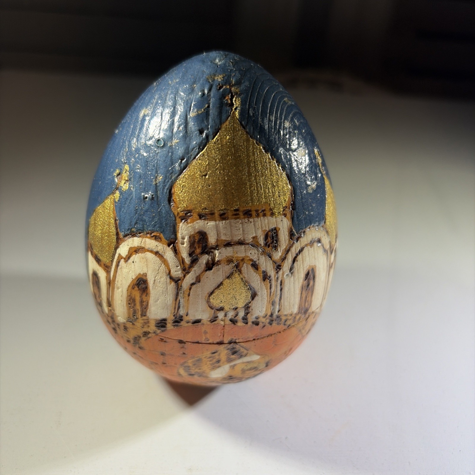 Vintage Russian Wooden Egg Hand Carved/Burnt Painted Russian Church Orthodox Vintage Russian Wooden Egg Hand Carved/Burnt Painted Russian Church Orthodox