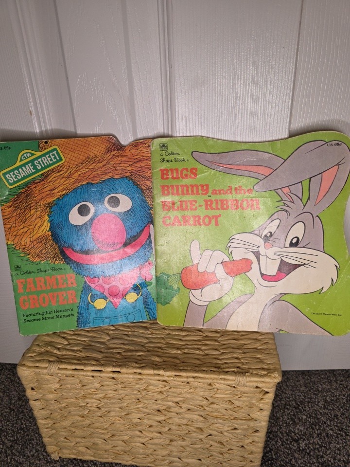Vintage 1976 A Golden Shape Books Lot Of 2- Bugs Bunny and Farmer Grover 