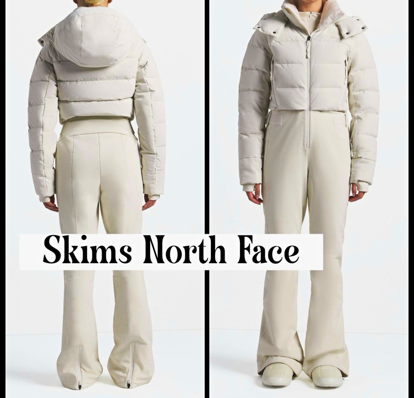 The North Face x SKIMS Women’s Ski One Piece Down Snowsuit Hooded Zip M White The North Face x SKIMS Women’s Ski One Piece Down Snowsuit Hooded Zip M White