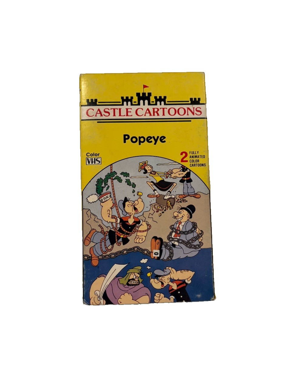 VTG 1986 Castle Cartoons Popeye VHS Video Tape Animated Cartoon w/ Sleeve VTG 1986 Castle Cartoons Popeye VHS Video Tape Animated Cartoon w/ Sleeve
