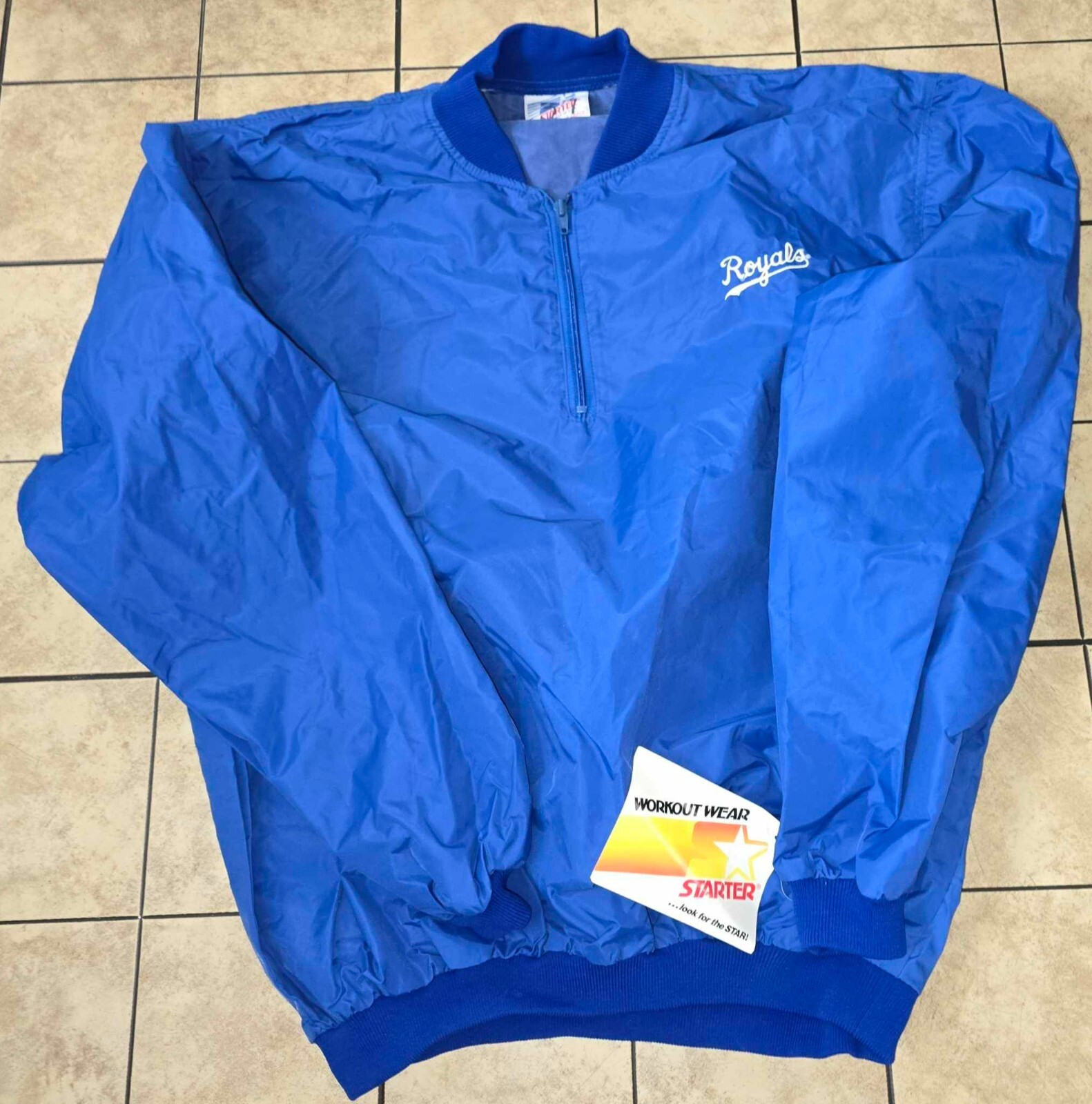 NWT Vtg Kansas City Royals Starter 1/4 Zip Pullover Warm Up Windbreaker Jacket