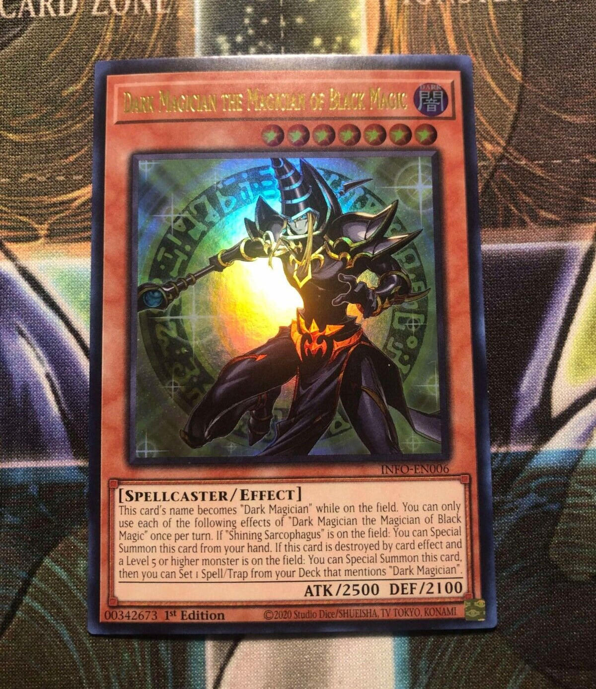 *** DARK MAGICIAN THE MAGICIAN OF BLACK MAGIC *** ULTRA RARE INFO-EN006 YUGIOH