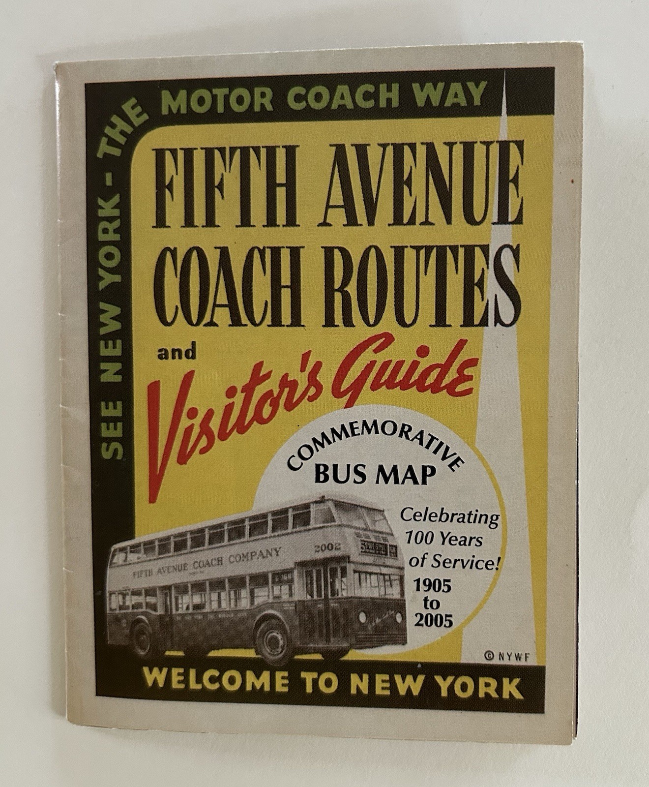 FIFTH AVE NYC COACH ROUTES VISITORS GUIDE 2005 FACSIMILE 1939 WORLDS FAIR GD CND