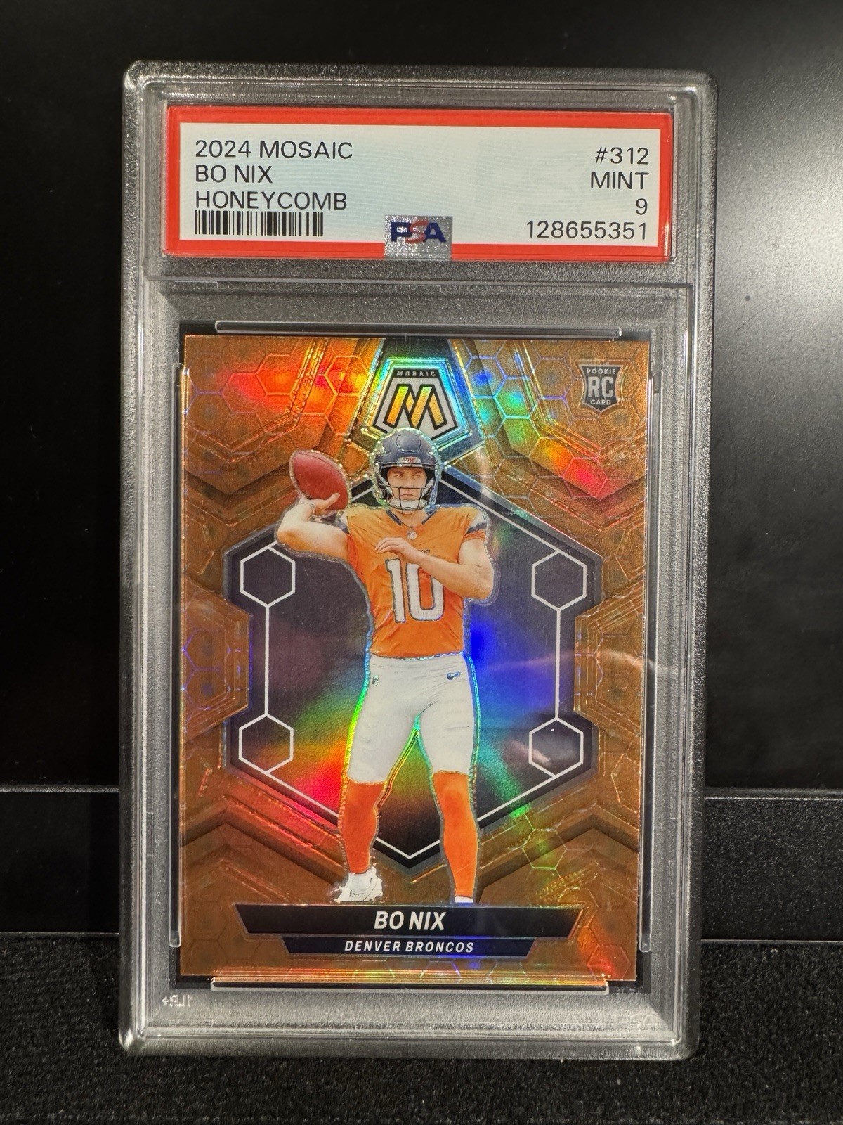 2024 Panini Mosaic - Rookies Bo Nix #312 Honeycomb Prizm (RC) PSA 9