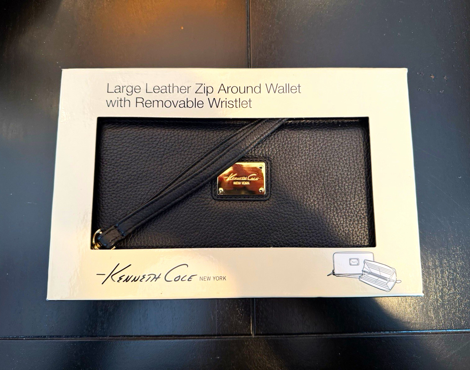 Kenneth Cole New York Women’s Black Zip-Around Wallet w/ Removable Wristlet Kenneth Cole New York Women’s Black Zip-Around Wallet w/ Removable Wristlet