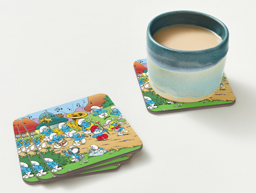 The Smurfs Coasters Set of 4 4x4 in Neoprene Smurf\'s Summer Vintage Styled