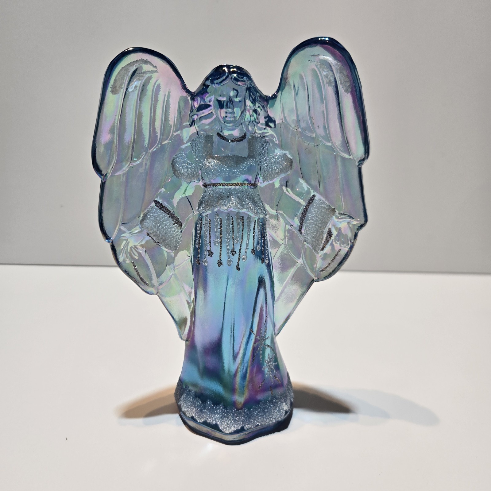Fenton Gloria Angel Ice Blue Iridescent 95th Anniversary Signed R Buskirk 2000