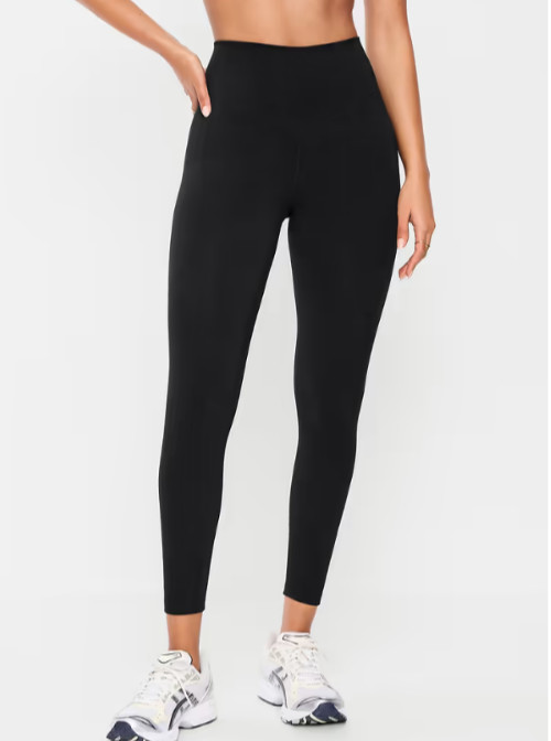 Old Navy Women\'s High-Waisted PowerChill 7/8 Cotton Leggings (Black)