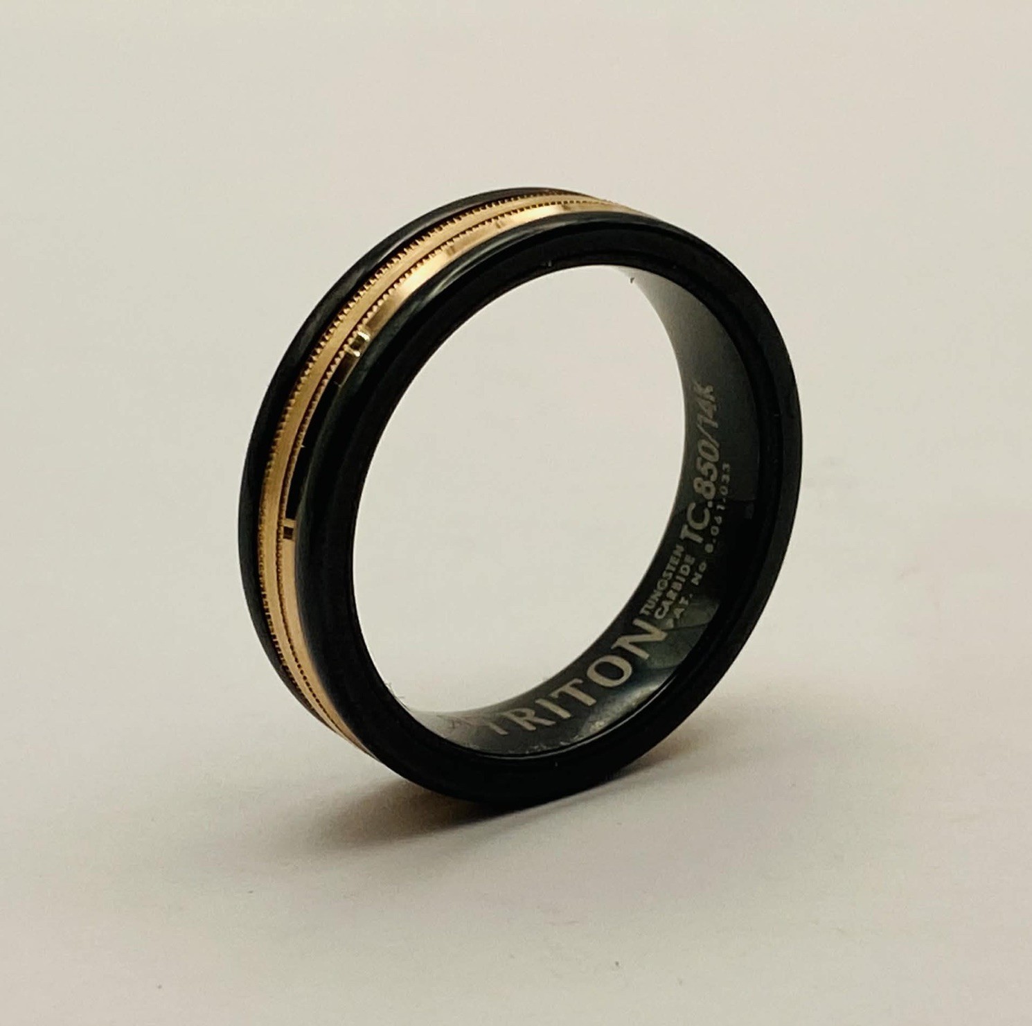 Triton Tungsten Carbide TC 850 14k Black And Rose Gold Wedding Band Ring Size 10