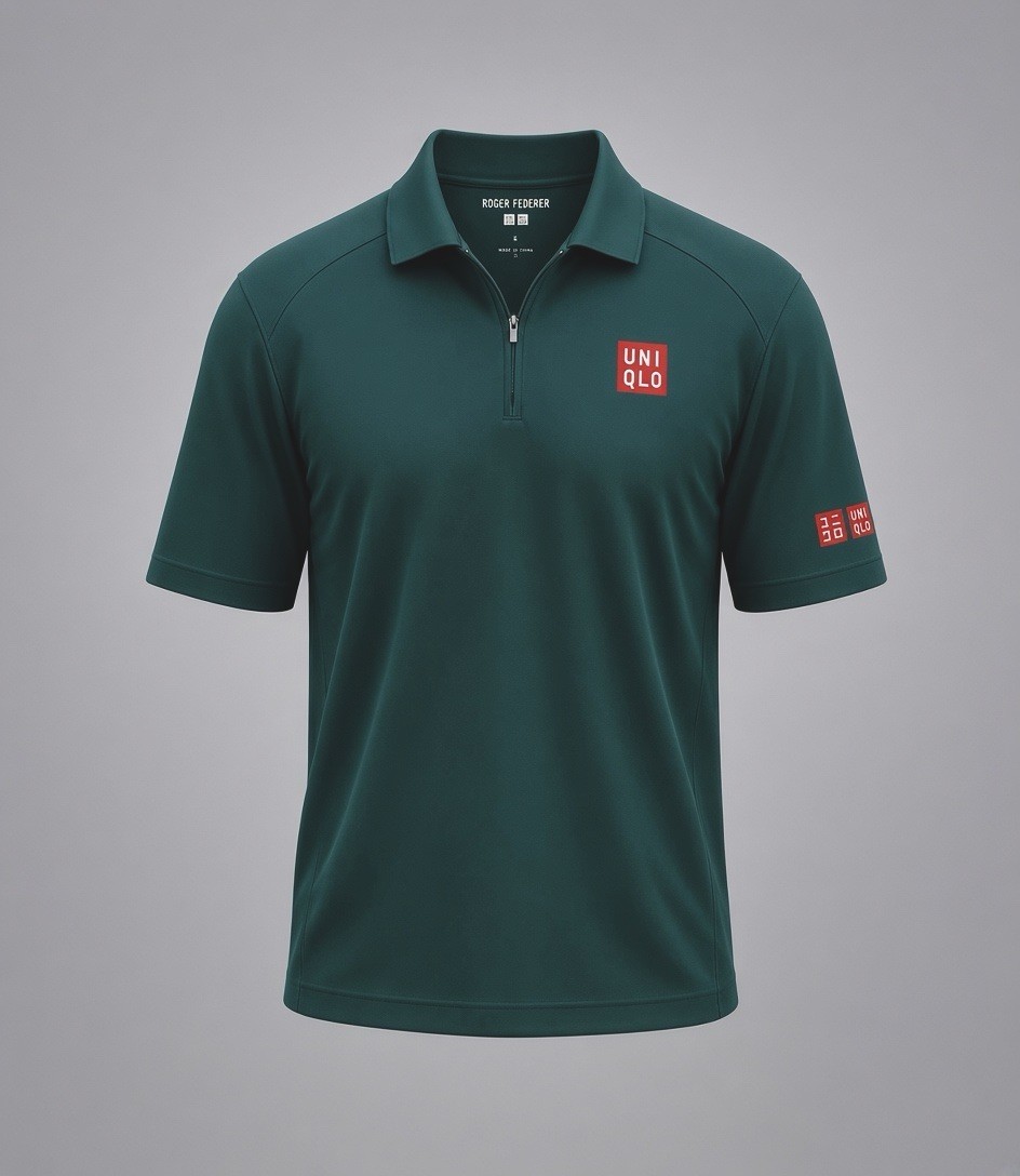 UNIQLO RF Roger Federer Polo Zip Up Tennis Shirt GREEN US Open 2026 Size M UNIQLO RF Roger Federer Polo Zip Up Tennis Shirt GREEN US Open 2026 Size M