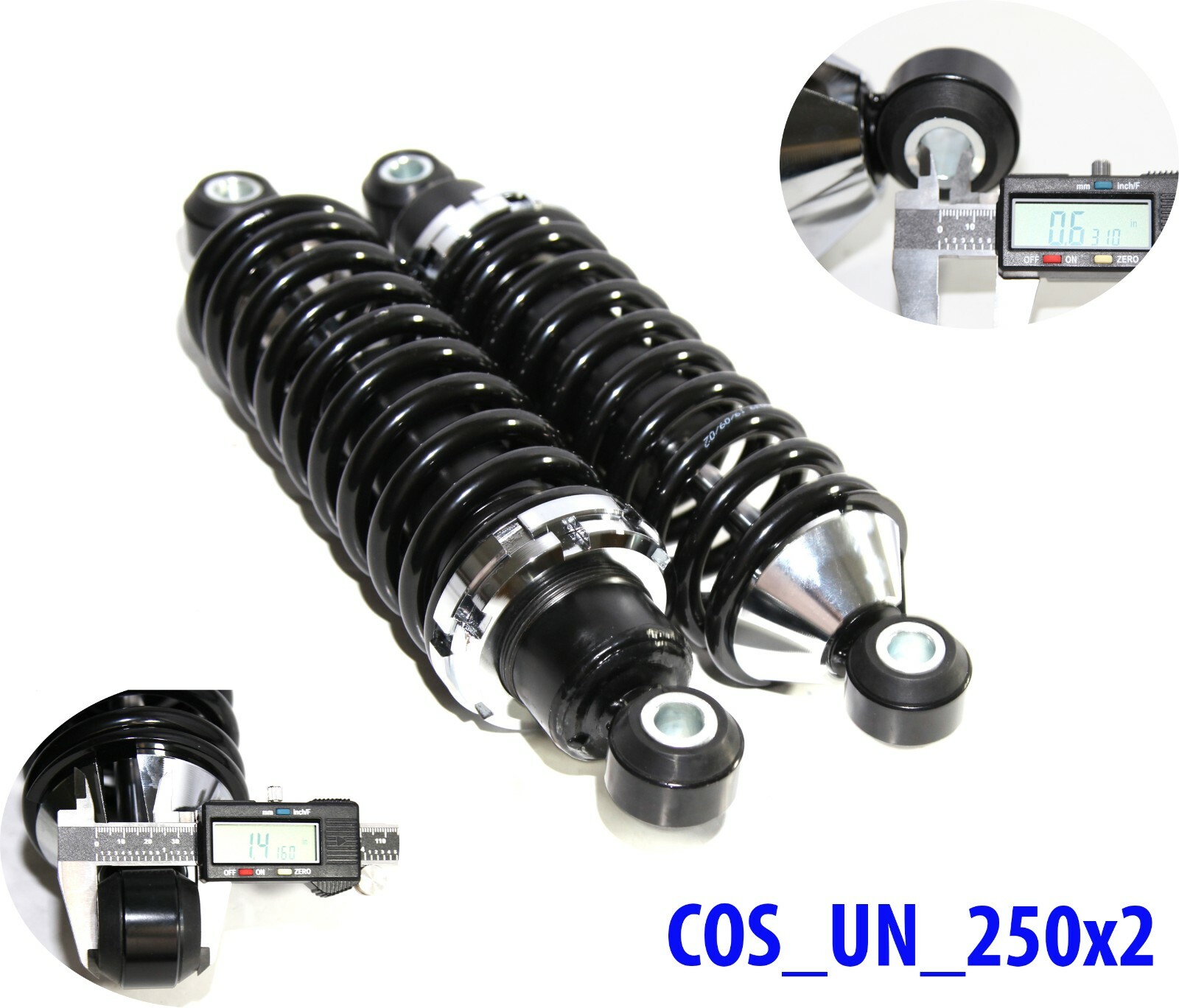Rear Street Rod Coil Over Shock SET w/250 Pound Black Coated Springs Rear Street Rod Coil Over Shock SET w/250 Pound Black Coated Springs