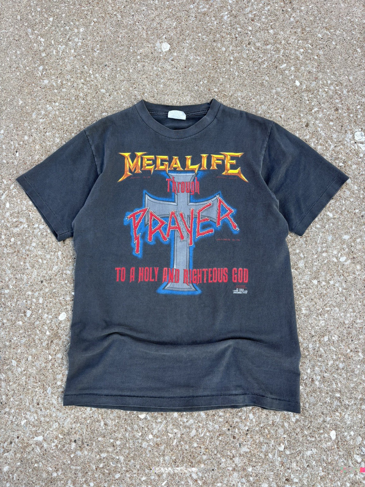 VTG Late 80s Megalife Through Prayer Jesus Tee Size L Megadeath VTG Late 80s Megalife Through Prayer Jesus Tee Size L Megadeath