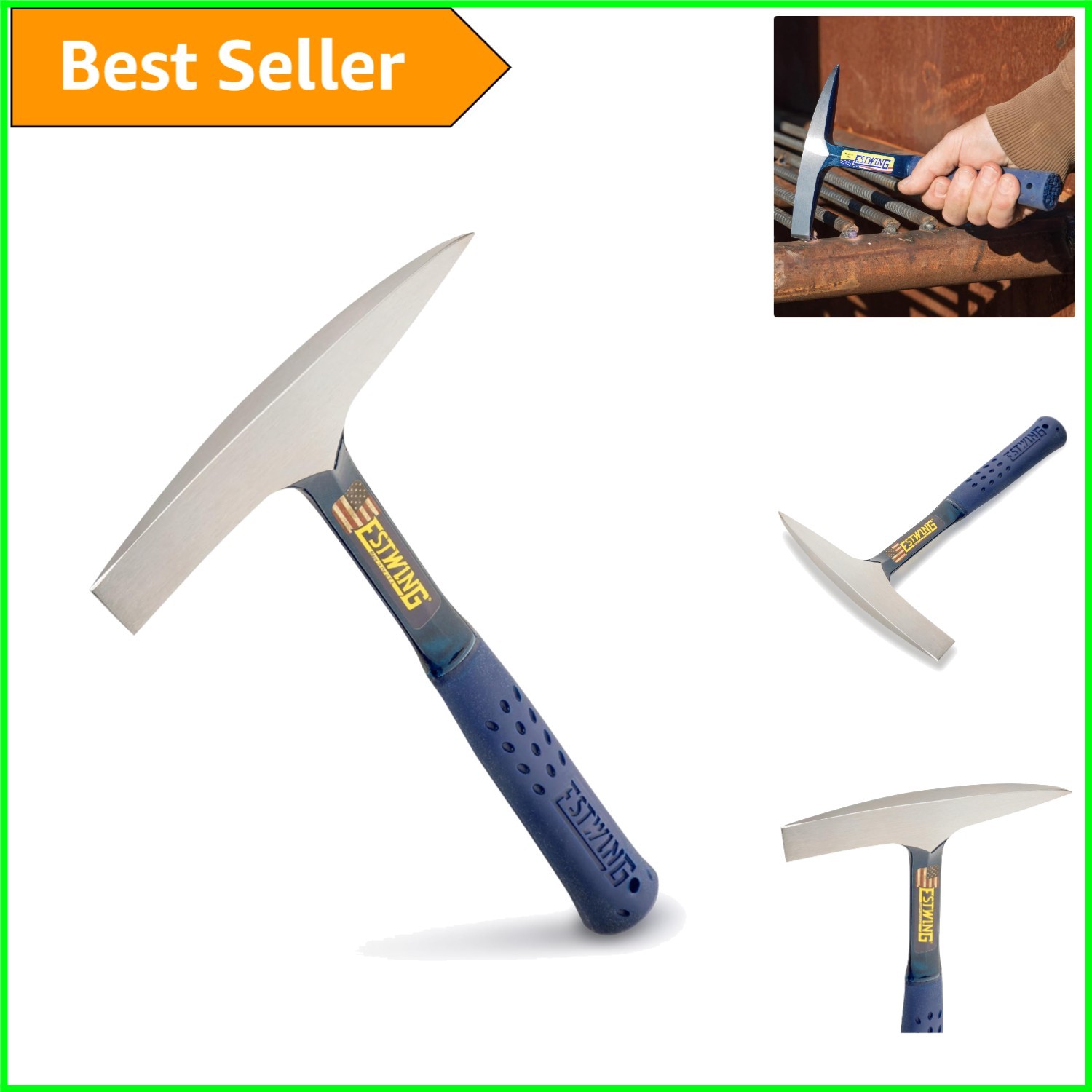 American-Made 14 oz Slag Hammer with Forged Construction & Shock Reduction Grip