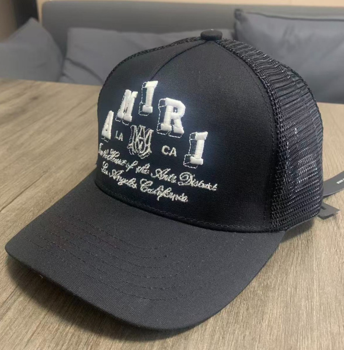 AMIRI 2026 Black Embroidered Trucker Hat Unisex Sports Baseball Snapback Cap